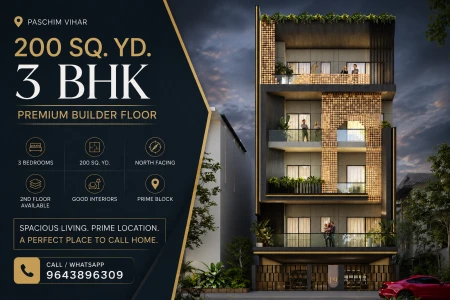 200 Sq. Yd. 3 BHK Builder Floor for Sale in Prime Paschim Vihar | North Facing 2nd Floor