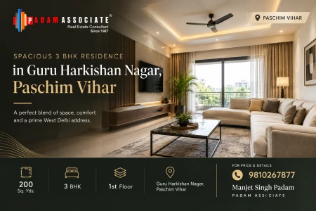 Spacious 3 BHK Residence in Guru Harkishan Nagar, Paschim Vihar